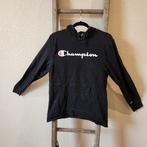 Champion Kids Unisex Black Logo Hoodie- Size Large
